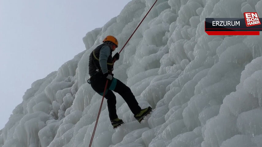 Erzurum’da buz dağına tırmanan dağcılar nefes kesti