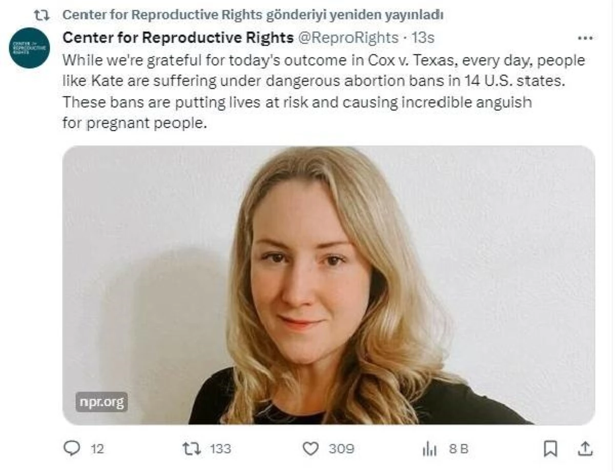 Teksas’ta Ölümcül Anormalliği Olan Gebe Bayana Süreksiz Kürtaj Müsaadesi Verildi